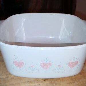 Vintage Corning Ware Forever Yours Hearts 1.5 Liter Casserole Dish Bakeware
